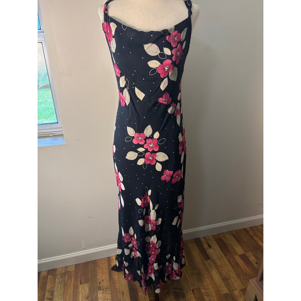 Vintage Evan Picone Floral Maxi Dress 90s Slip Bias Cut Grunge Coquette